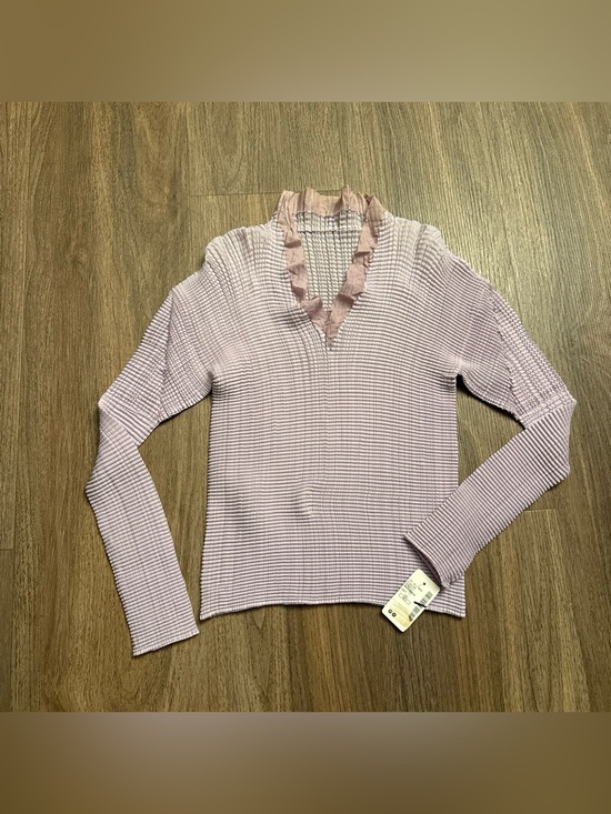 Issey Miyake Tops - NWT issey Miyake Ruffle V-Neck Long Sleeve Top lavender size 3